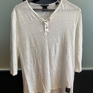 Scotch & Soda Linen 3/4 Sleeve Henley